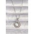316L Steel Silver Color Zircon Stone White Pearl Crescent Model Women's Necklace