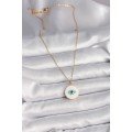 316L Steel Gold Color Chain White Enameled Turquoise Eye Engraving Model Women s Necklace 316L Steel Gold Color Chain White Enameled Turquoise Eye Engraving Model Women s Necklace