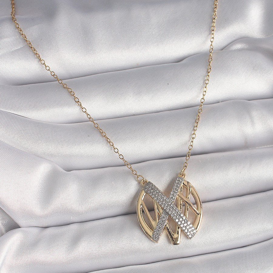 316L Steel Gold Color Zircon Stone Vintage Model Women s Necklace