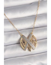 316L Steel Gold Color Zircon Stone Vintage Model Women's Necklace