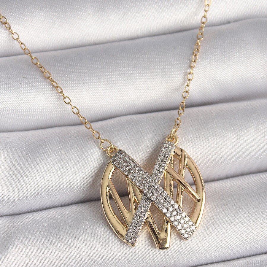 316L Steel Gold Color Zircon Stone Vintage Model Women s Necklace