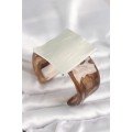 Brown Marble Pattern Acrylic Plastic Silver Square Plate Model Vintage Women s Bracelet