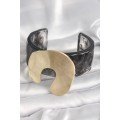Black Marble Pattern Acrylic Plastic Gold Horseshoe Model Plate Vintage Women s Bracelet