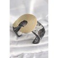 Black Marble Pattern Acrylic Plastic Gold Horseshoe Model Plate Vintage Women s Bracelet