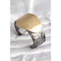 Black Marble Pattern Acrylic Plastic Gold Circle Plate Model Vintage Women s Bracelet