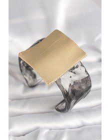 Black Marble Pattern Acrylic Plastic Gold Square Plate Model Vintage Women's Bracelet