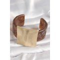 Brown Marble Pattern Acrylic Plastic Gold Square Plate Model Vintage Women s Bracelet