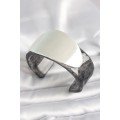 Black Marble Pattern Acrylic Plastic Silver Oval Plate Model Vintage Women s Bracelet