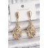 Brass Gold Color Dangle Drop Model Silver Ball Detail Women's Earrings