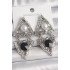 Brass Silver Color Dangle Triangle Model Pearl Detail Women's Earrings