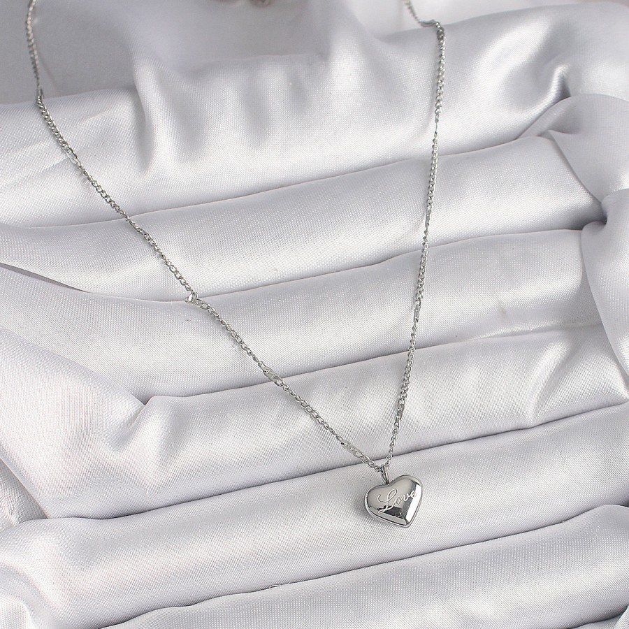 316L Steel Silver Color Chain Love Processed Heart Figure Women s Necklace