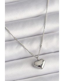 316L Steel Silver Color Chain Love Processed Heart Figure Women's Necklace