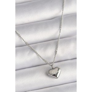 316L Steel Silver Color Chain Love Processed Heart Figure Women's Necklace