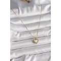 316L Steel Gold Color Chain Pearlescent Heart Model Women s Necklace