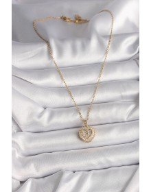 316L Steel Gold Color Chain Zircon Stone Heart Model Women's Necklace