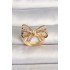Brass Gold Color Adjustable Zircon Stone Ribbon Model Women's Ring