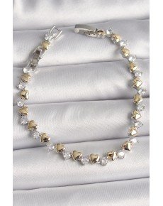 Brass Silver Color Zircon Stone Gold Heart VIP Series Women's Bracelet