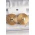 Brass Gold Color Heart Embroidered Circle Plate Model Women's Earrings