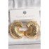 Brass Gold Color Snakeback Embroidered Half Ring Model Women's Earrings