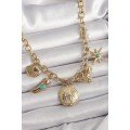 316L Steel Gold Color Chain Pendant Multi-Figure Model Women s Necklace