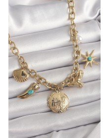 316L Steel Gold Color Chain Pendant Multi-Figure Model Women's Necklace