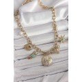 316L Steel Gold Color Chain Pendant Multi-Figure Model Women s Necklace