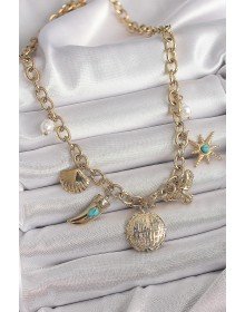 316L Steel Gold Color Chain Pendant Multi-Figure Model Women's Necklace