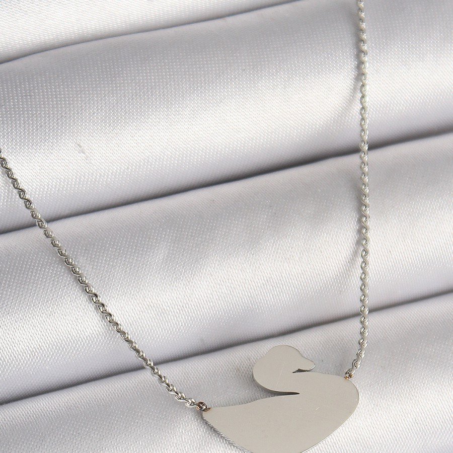 316L Steel Silver Color Chain Swan Model Women s Necklace