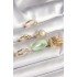Brass Gold Color Knot Model Pearl Embroidered Plate Model 6-Piece Women's Ring Set