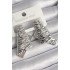 Brass Silver Color Processing Detailed Folded Square Plate Model Women's Earrings