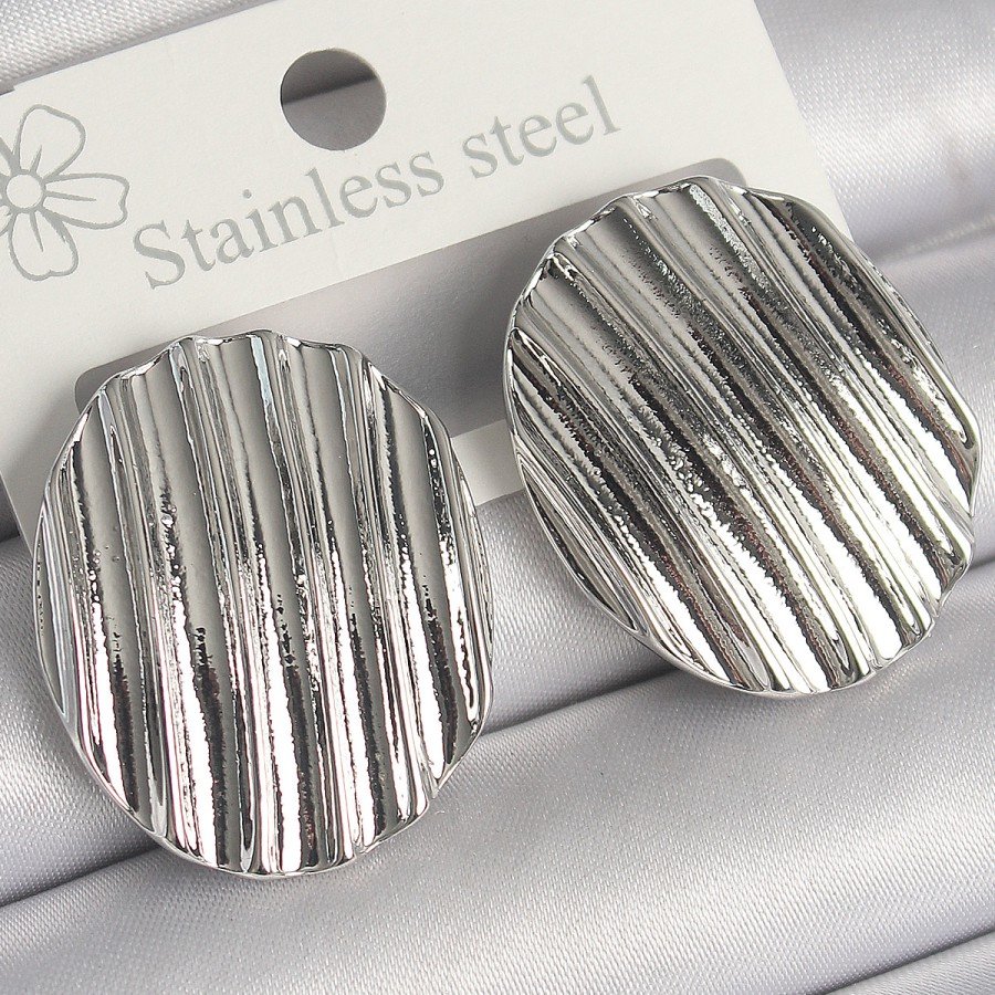 Brass Silver Color Dangle Embroidered Circle Plate Model Women s Earrings