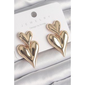 Brass Gold Color Dangle Heart Model Women's Earrings