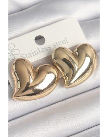 Brass Gold Color Bomb Heart Model Women's Earrings