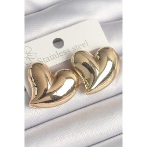 Brass Gold Color Bomb Heart Model Women's Earrings