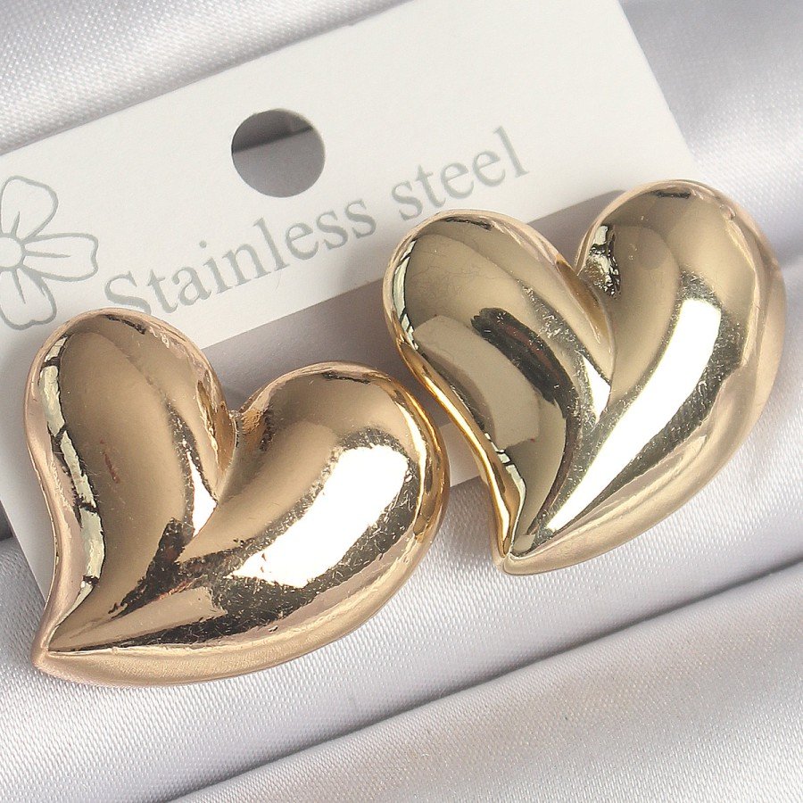 Brass Gold Color Bomb Heart Model Women s Earrings