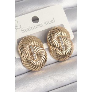 Brass Gold Color Zircon Stone Spiral Model Women's Earrings Brass Gold Color Zircon Stone Spiral Model Women's Earrings