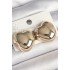 Brass Gold Color Bombe Heart Model Women's Earrings