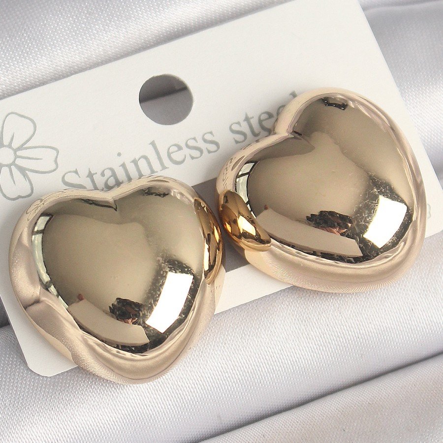 Brass Gold Color Bombe Heart Model Women s Earrings
