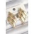 Brass Gold Color 3 Row Wavy Model Women's Earrings