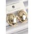 Brass Gold Color Embroidered Bombe Oval Model Women's Earrings