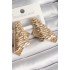 Brass Gold Color Processing Detailed Folded Square Plate Model Women's Earrings