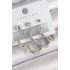 Brass Silver Color Heart Model Zircon Stone Stud Detail Women's Earring Set