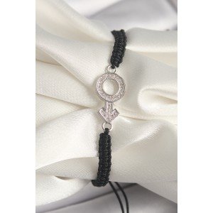 Brass Silver Color Zircon Stone Mars Figure Elevator Macrame Model Women's Bracelet