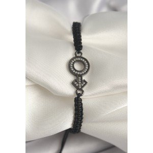Brass Smoked Color Zircon Stone Venus Mars Elevator Macrame Model Women's Bracelet
