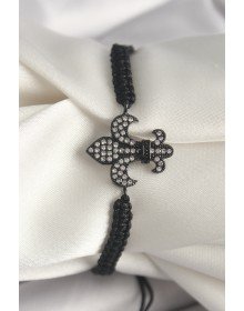 Brass Black Zircon Stone Lily Figure Elevator Macrame Model Women's Bracelet