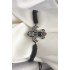 Brass Black Zircon Stone Lily Figure Elevator Macrame Model Women's Bracelet