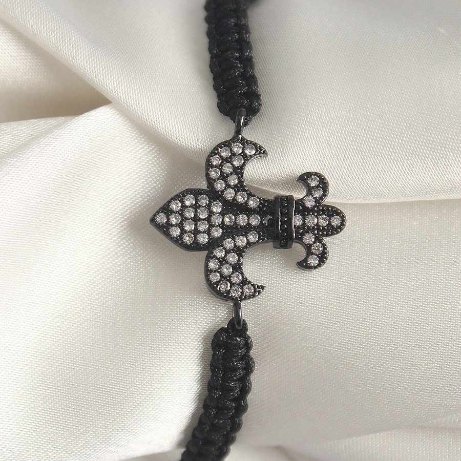 Brass Black Zircon Stone Lily Figure Elevator Macrame Model Women s Bracelet