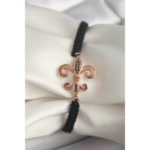 Brass Rose Color Zircon Stone Embroidered Lily Figure Elevator Macrame Model Women's Bracelet Brass Rose Color Zircon Stone Embroidered Lily Figure Elevator Macrame Model Women's Bracelet