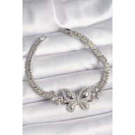 Brass Silver Color Zircon Stone Butterfly Model Women's Bracelet