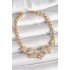 Brass Gold Color Zircon Stone Butterfly Figure Flower Chain Model Women's Bracelet